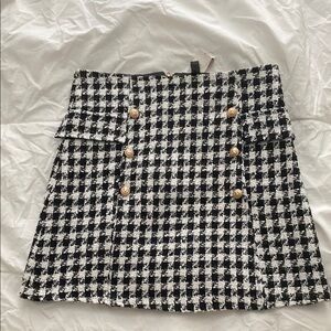 Alya Black and White A-Line Mini Skirt